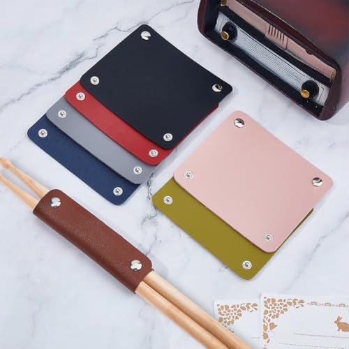 SUPERFINDINGS 7Pcs Drumstick Case Bag Leather Drumstick Holder small Drumstick Storage Case Bag Multicolour Drum Stick Bag Rectangle Drumstick Cover Sleeve Portable Drumstick Cover for Drummers - Image 4