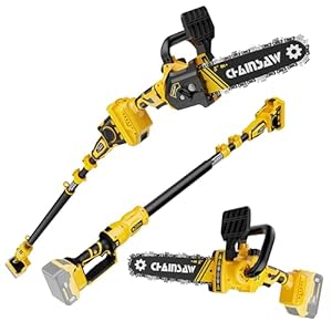 2-in-1 Cordless 8 Inch Pole Saw & Chainsaw for Dewalt 20V MAX* Battery, Brushless Motor, 7.1 lb Ultra-Lightweight, Auto Oiling, 14.2 FT Max Reach Pole Saw for Tree Trimming(No Battery)