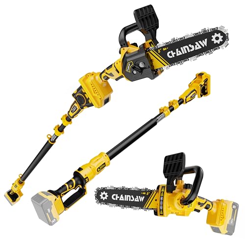 2-in-1 Cordless 8 Inch Pole Saw & Chainsaw for DeWalt 20V MAX* Battery, Brushless Motor, 7.1 lb Ultra-Lightweight, Auto Oiling, 14.2 FT Max Reach Pole Saw for Tree Trimming(No Battery)