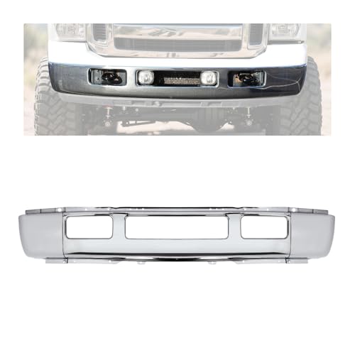 KUAFU Front Bumper Face Bar Compatible with 2005-2007 Ford F-250 F-350 Excursion Super Duty Replacement for 5C3Z17757BA FO1002392 Steel Chrome Silvery