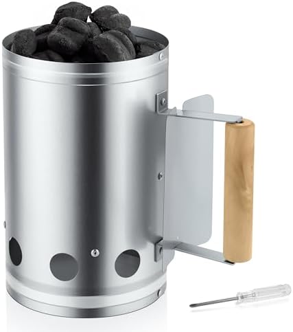 Leonyo Heavy Duty Charcoal Chimney Starter with Wooden Handle