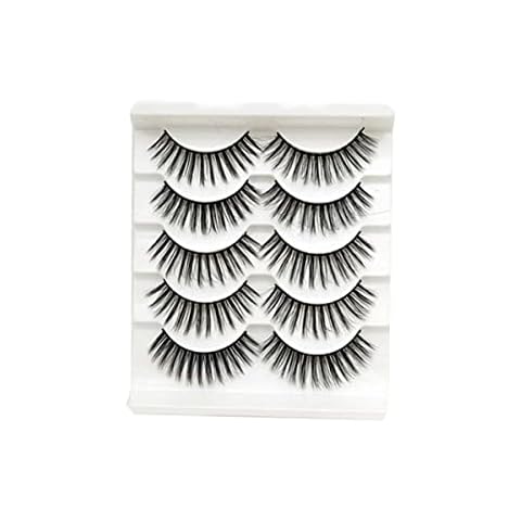 False Eyelashes 5 Pairs - Professional 3D Lashes - Natural Soft Waterproof Thick Fluffy Fake Eyelashes Multipack Eyelashes Extension Cover