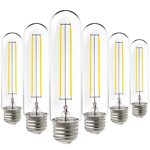 Sunco Lighting Dusk to Dawn Outdoor Lighting T10 Light Bulbs Tubular LED Edison Bulb, 2700K Soft White, E26 Base, 450 LM, 5W=40W, Vintage Filament, Dimmable, Waterproof, Outdoor Decorative, UL 6 Pack