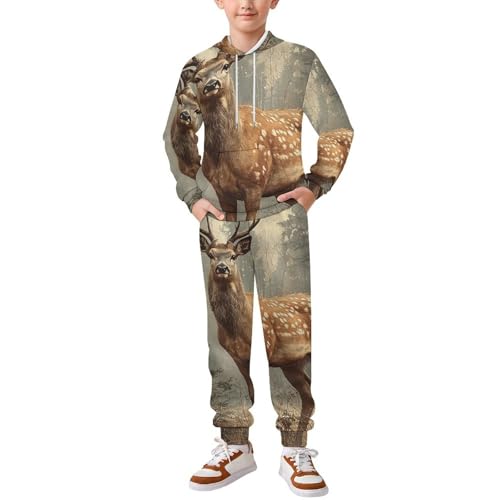 Boys Girls Clothes Outfits 2 Piece Long Sleeve Hoodie Pants Kid Sweatpants, Deer Vintage