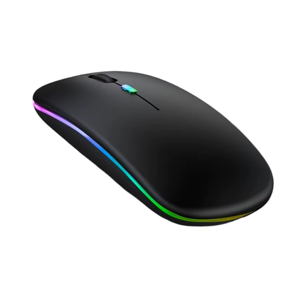 GADIRIA Ratón Inalámbrico Bluetooth Recargable 2,4 GHz Dual 1600 dpi - Mouse Gaming Silencioso para PC y Portátil - Ratón Inalámbrico para Ordenador Gamer - Compatible con Windows/Mac (Negro)