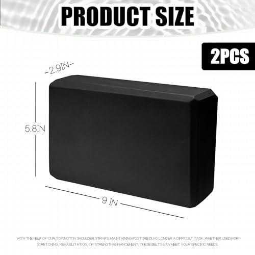 2 Pcs Yoga Blocks, 9\"x6\"x3\" Foam Blocks Yoga Props for Pilates Stretching and Meditation Exercise Blocks Lightweight Yoga Essentials (Black)