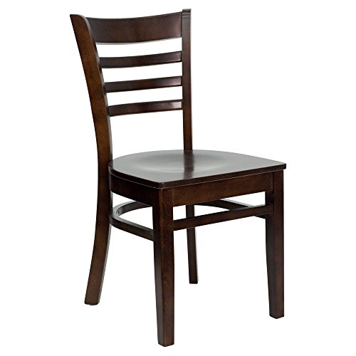 Image of Flash Furniture HERCULES Series Ladder Back Walnut Wood Restaurant Chair