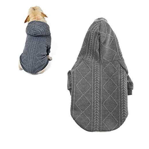 meioro dragkedja med huva hundtröja husdjurskläder hund katt kläder söta husdjurskläder varm huva vinter varm valp fransk bulldog mops (XL, grå)