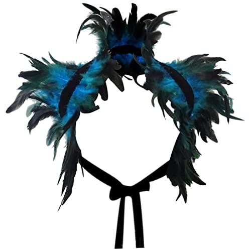 Murezima Halloween -Dekorationen, viktorianischer echter natürlicher Feder Achselzucken Schal Schulterpapier Cape Gothic Collar Cover