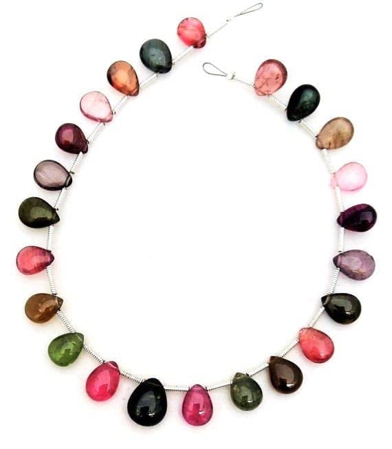 Multi Tourmaline perles poire lisses 6x8-8x10mm gemmes naturelles pour collier