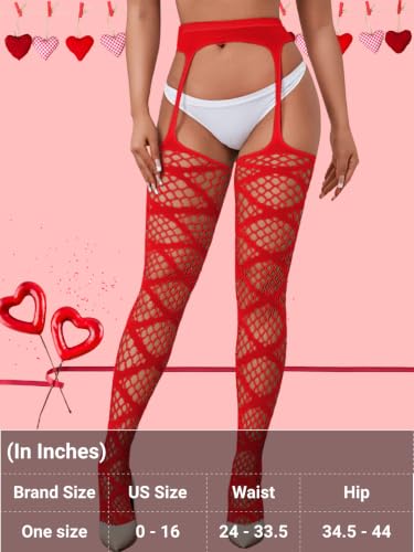 Image of Kaei&Shi Womens Thigh High Fishnet Garter Stockings Rave Party