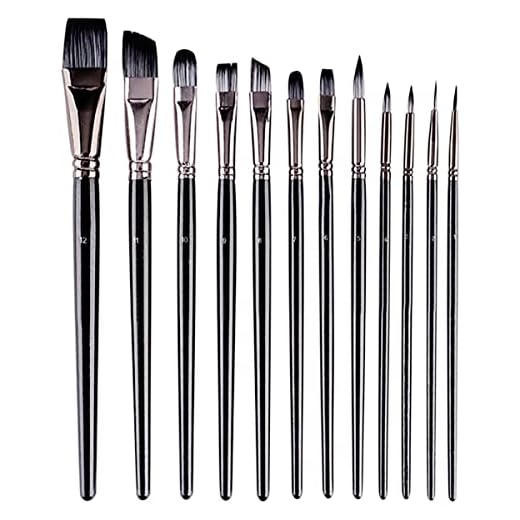 Pinceles Oleo,12 Piezas Pinceles Pintura,Pincel Acrilico,Pinceles Oleo Profesional,Pincel Acuarela Pinceles Pintura Acrilica Profesional Cepillo de Nylon para Pintura Acrílica