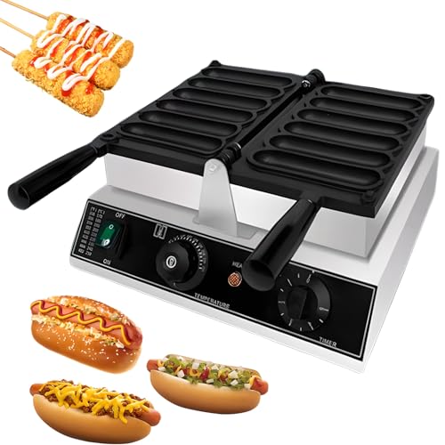 Fabricante de gafas de perro de maíz comercial, fabricante de prensas de queso hot dog de 2000w con 50-250 ℃ Control de temperatura y temporizador de 5 minutos, muffin de muffin de salchicha