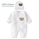 Babyfond 1 Pack Baby Bodysuit, Neugeborenes Baby warme Baumwolle Bodysuit mit Hut, 100% Baumwolle Kleinkind Homewear verdickt Frühling und Herbst Kleidung (weiß, 0-1Monate)