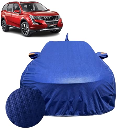Image of Car Cover for Mahindra XUV 500 (2011-2021) | 100% Waterproof Cover with Antenna & Reflective Mirror Pockets | Dustproof, Scratchproof, Heatproof XUV 500 Car Cover |Soft Cotton Lining| Blue