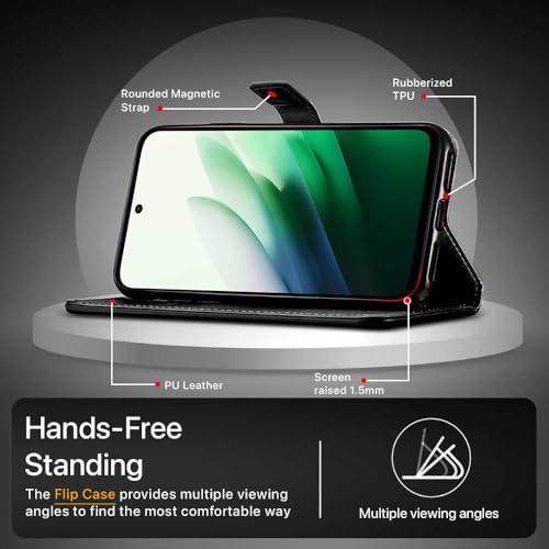 Image of WOW IMAGINE Shock Proof Flip Cover Back Case Cover for Mi Redmi 15 5G (Flexible | Leather Finish | Card Pockets Wallet & Stand | Black)