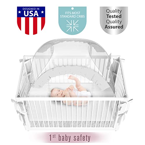 Baby Crib Tent, Canopy Tents To Keep Toddler In, Babies Cribs Nets, 48" X 26" X 57", White, Mesh, Pop-Up Safety Net, Babycrib Mosquito Netting, Bed Cover For Climbing Out, Climbers, Boys | Houseables #TOP2