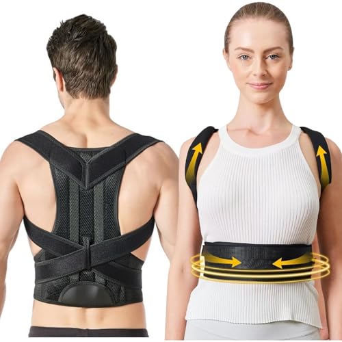 ETRSAIRL Posture Corrector For Men And Women, Adjustable Back Brace Shoulder Corrector To Prevent Hunchback, Spine Corrector To Improve Posture And Relief Back Pain（Black,M）