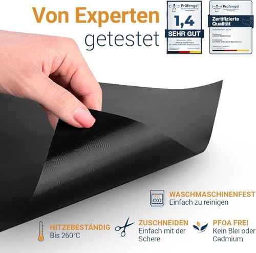Extra große BBQ Grillmatte für Gasgrill, Elektro und Holzkohle (5er Pack) 50 x 40cm - Wiederverwendbare, hitzebeständige Grillmatten für Holzkohle, Teflon Grillmatte, Grillfolie, Grill Zubehör