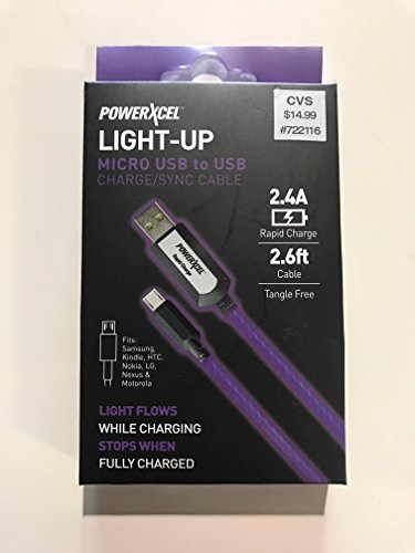 Light Up Micro USB to USB Charge/Sync Cable, 2.4Amp, 2.6ft image 3