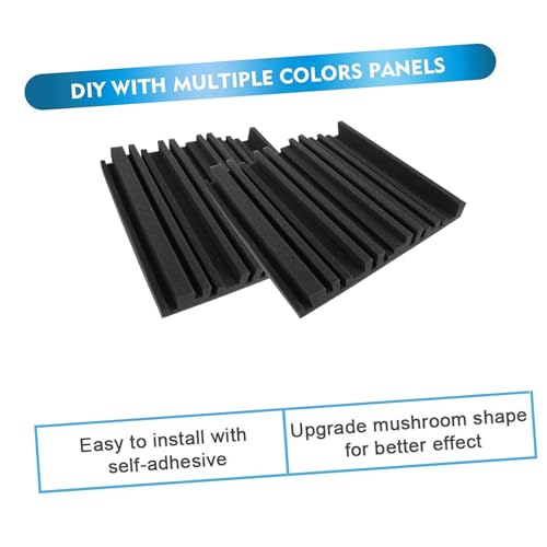 6 Piezas Paneles Acústicos con Escalonado para Pared para Cuarto de Batería Negro PU miniatura 7