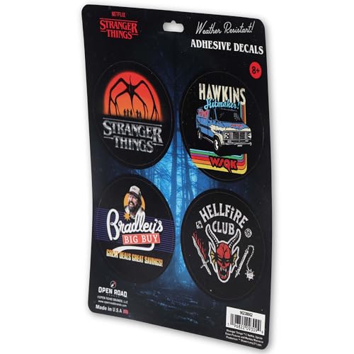 Image of Stranger Things Iconic Adhesive Vinyl Decals - Fun Set of Stranger Things Stickers for Water Bottle or Laptop, 1 Pack (4 Count)