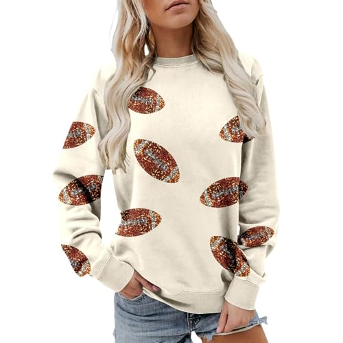 Image of Soft Fleece Printed Crewneck Sweatshirt for Women, Long Sleeve Casual Pullover with Unique Graphic Design for Daily Wear, Cozy Fashion Top in Multiple Sizes (Beige, XL)