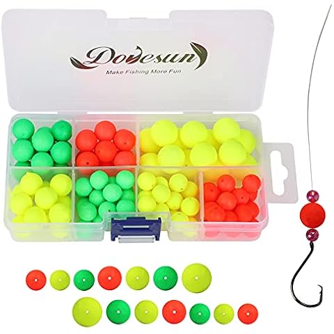 Dovesun Foam Floats Pompano Rigs Fishing Rig Floats Fly Fishing Floats Bright Color Round with Tackle Box 104PCS Cover