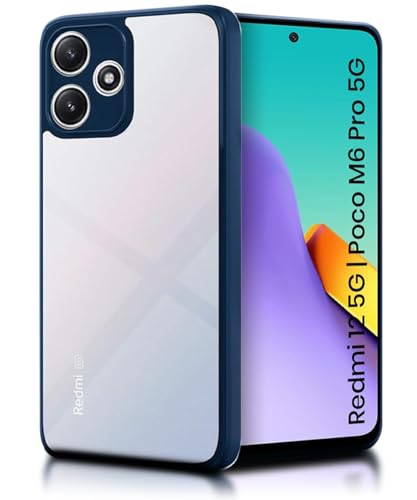 Image of WOW IMAGINE Shockproof Hybrid Back Cover for Mi Redmi 12 5G | Redmi 12 4G | Poco M6 Pro 5G | Hard Slim fit Back Case | PC & TPU | Clear Transparent Case - Blue