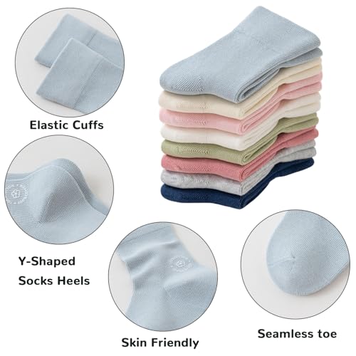 Delgent 6 Paar Baby Crew Socken Baumwolle Atmungsaktiv Einfarbige Socken für Kleinkinder Jungen Mädchen(S:3-9 Monate,Rosa)