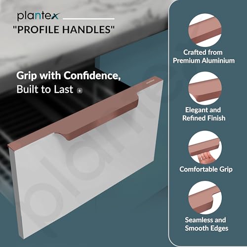 Image of Plantex Profile Handle for Kitchen Cabinet /14 Inch Aluminium Drawer Profile Handle /Wardrobe Pull Handle for Home /Office /Hotel - Pack of 2 (Rose Gold)