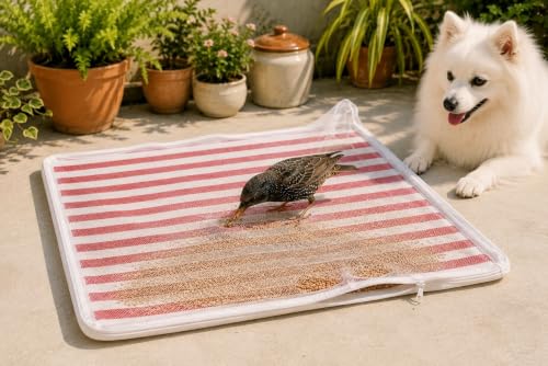 Image of Kuvru Cotton Drying Cloth with Net, Red Stripe, 73 x 91 cm, Breathable, Washable, Reusable, for Papad, Vadagam, Spices, Millets,Sun dry Wadiyan or Badiyan and Sun Dry Mango for Pickle (Redstripe P1)