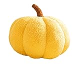 COSGOO 3D Pumpkin Throw Pillow Hugging, Fluffy Pumpkin Plush Pumpkin Stuffed Animal Toys, Pumpkin Pillow Sofa Cushion Pumpkin for Home Decor Halloween, Christmas or Birthday Party (Yellow, 8 Inch)