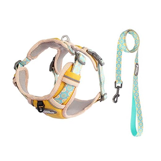 Hund sele Hund sele drar inte den reflekterande hundvästen, justerbar sällskapsdjur, lämplig för små och stora hundar som kör träning Hund sele liten hund (Color : Yellow Set, Size : X-Larege)