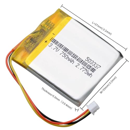 Batería 503337 de 3,7 V y 750 mAh LiPo recargable con terminal de conexión 3W plug 2
