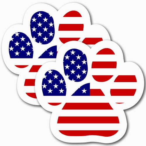 Image of American Flag Car Magnet 5 Inch 2 Pack, Red White & Blue, Pawprint | Heavy duty magnetic decal for car, truck, SUV, mailbox or any magnetic surface, patriotic gift