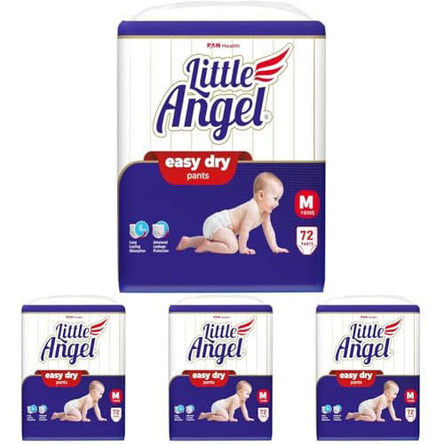 Image of Little Angel Baby Easy Dry Diaper Pants With 12 Hrs Absorption Medium (M) Size 72 Count, 7-12 Kgs - M (72 Pieces) (Pack of 4)