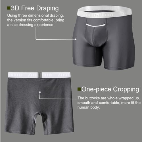 ZONBAILON Mens Underwear Ice Silk Horizontal Fly Boxer Briefs Multipack3
