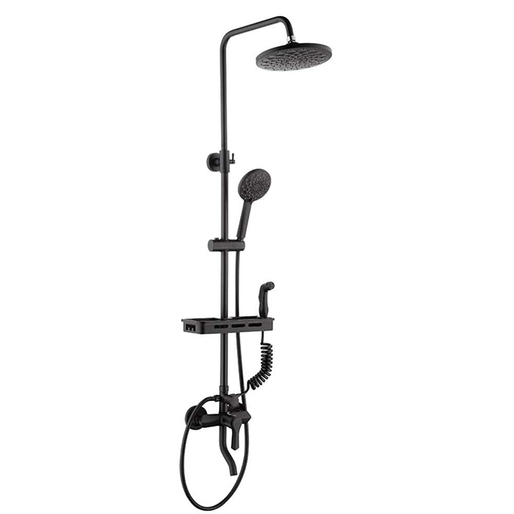 GKJHTED Bathroom Mixer Tap Shower Faucet Round Rainfall Shower 4 Modes Limescale Resistant Hand Shower with Swivel Faucet Bath Shower Mixer Tap