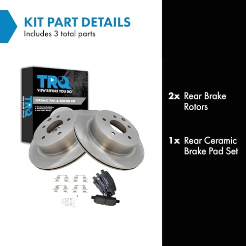 Image of TRQ Rear Brake Pad and Rotor Set Ceramic Compatible with 2003-2005 Infiniti G35 350Z 2011-2017 Leaf 2014-2017 Juke Rogue