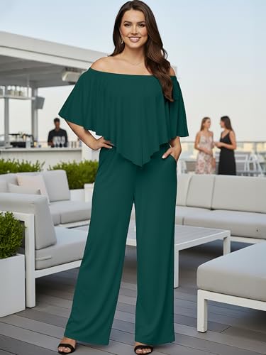 Image of KOH KOH Womens Long Pant Strapless Off Shoulder Pockets One Piece Jumpsuit