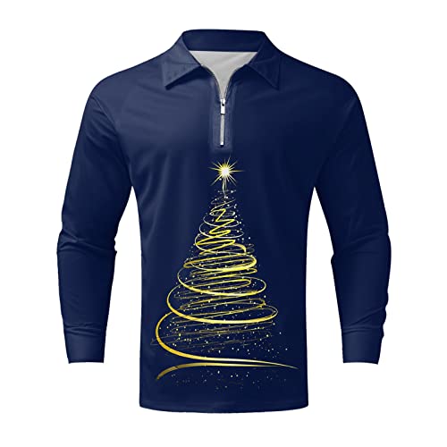 YHEGHT Blusa masculina de inverno casual com zíper e gola virada para baixo blusa de manga comprida