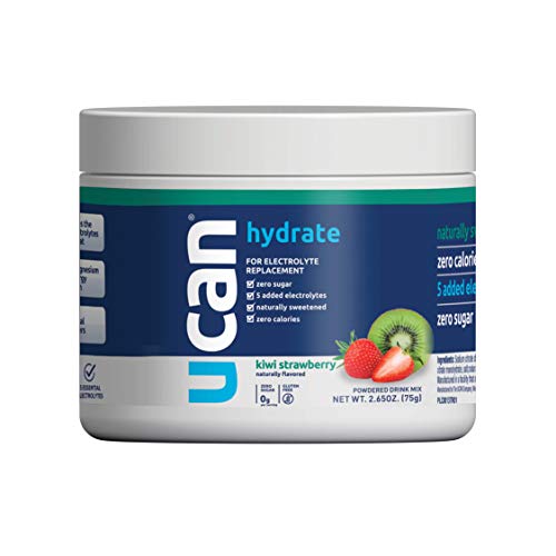UCAN Hydrate Electrolyte Powder Jar with 5 Key Electrolytes - Kiwi-Strawberry Flavor. Sugar Free, 0 - //coolthings.us
