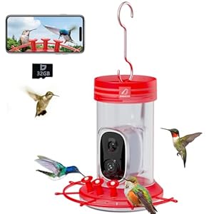 Smart Hummingbird Feeder with Camera: Wireless Hummingbird Feeders for Outdoors Hanging Ant and Bee Proof – Motion Activated & Auto Capture HD Bird Video – Gifts for Mom (32 Oz)