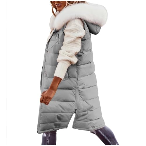 Gilet long matelassé femme veste d'hiver sans manches contre le froid