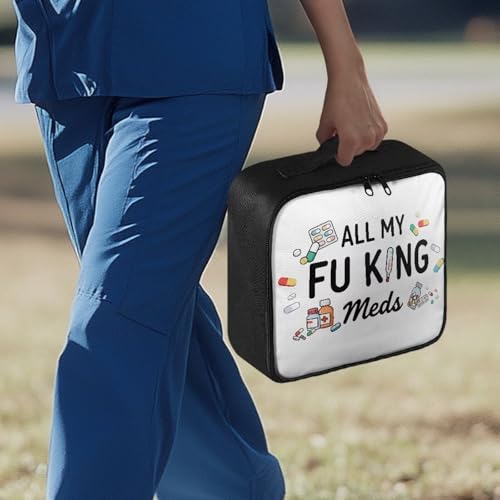 Image of Gomyblomy Customized First Aid Kit All My Fucking Meds Print Personalized Emergency Kits Add Your Image or Color Portable Medium Medical Supplies Storage Bags for Cars Home Travel