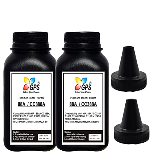 Image of GPS Colour Your Dreams 88A Toner Powder Refilling for hp Printer Toner Cartridge 88A / CC388A 70gms Pack of 2 Bottle