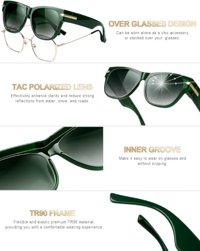 Image of KANASTAL Over Glasses Sunglasses Square Fit Over Polarized Sunglasses UV400