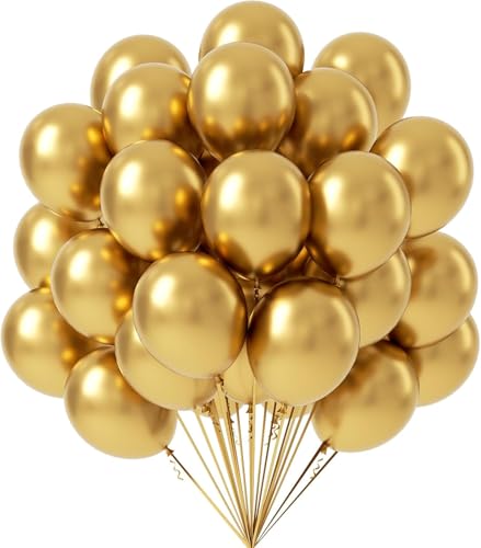 UDRKFOPK - Lot de 100 ballons dorés en latex - 30,48 cm - Pour anniversaire, mariage, festival, décoration de fête, anniversaire, mariage, festival, anniversaire de mariage