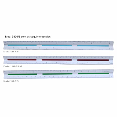 Escalimetro Mod.7830/3 -Triangular 30cm. - 01 Unidade Trident, Multicor